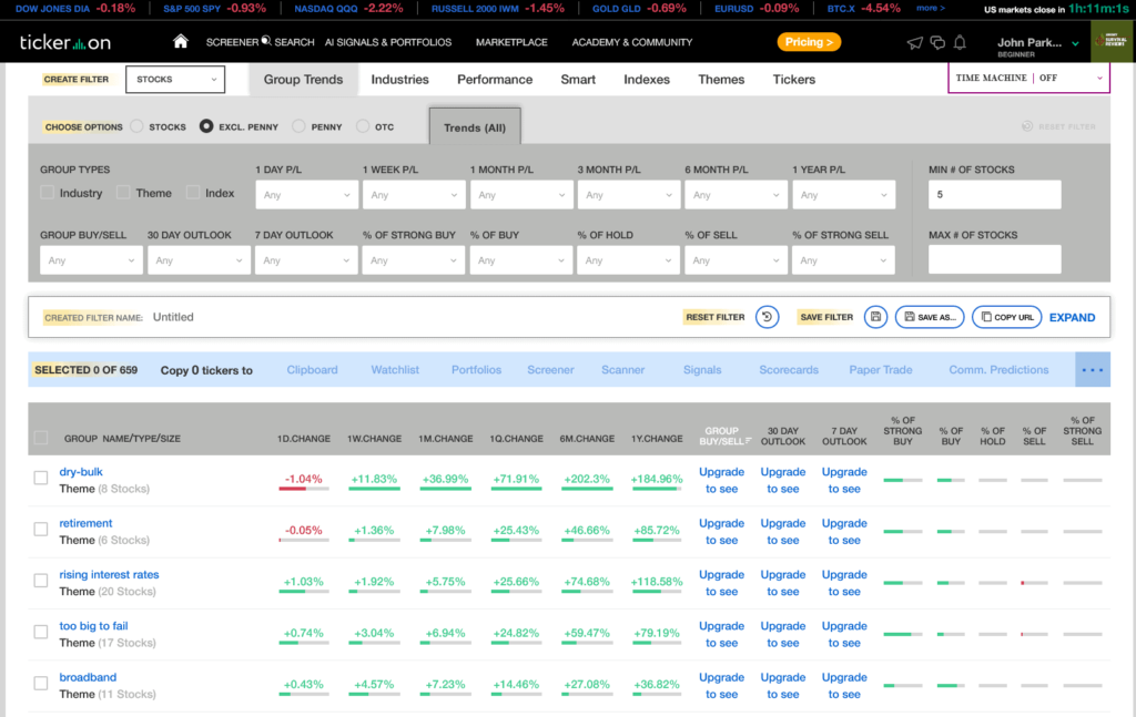 tickeron screener screenshot