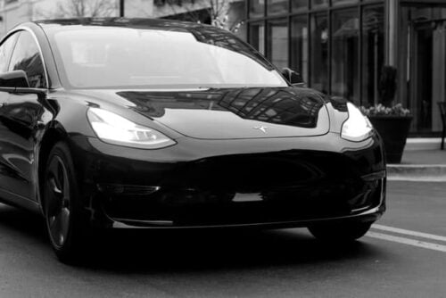 Black Tesla car