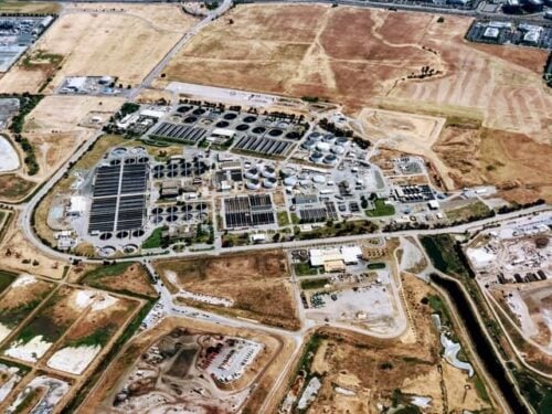 aerial view of water treatment plant