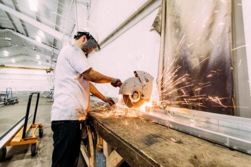 worker in steel factory