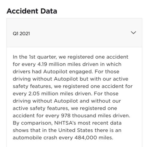 Tesla crash accident data tweet