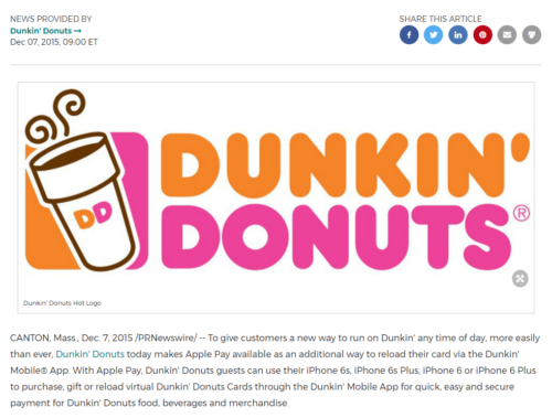 does dunkin donuts take Apple Pay