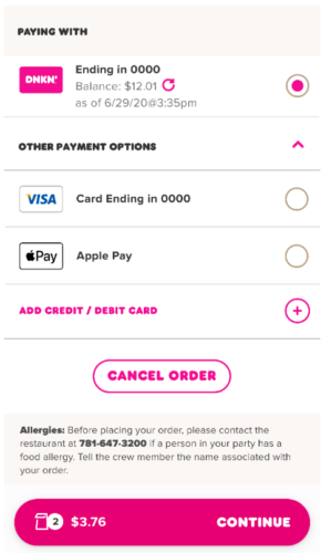 does dunkin donuts take Apple Pay