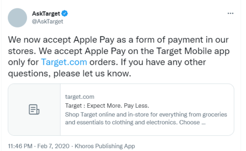 does target take Apple Pay