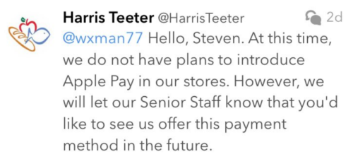 does Harris teeter take Apple Pay