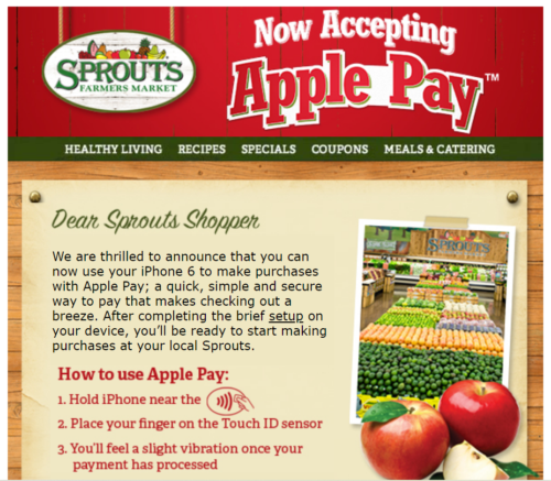 does sprouts take Apple Pay