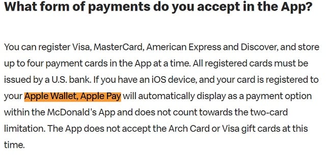 mcdonalds apple pay