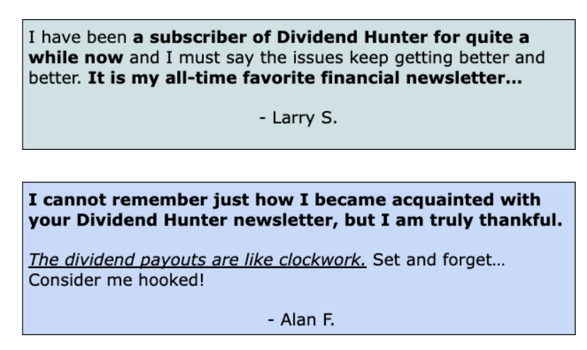 The Dividend Hunter Reviews and Testimonials