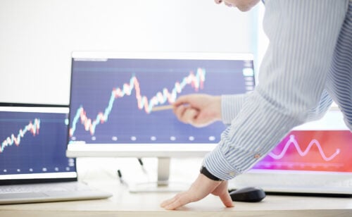 Looking at stocks on the monitor