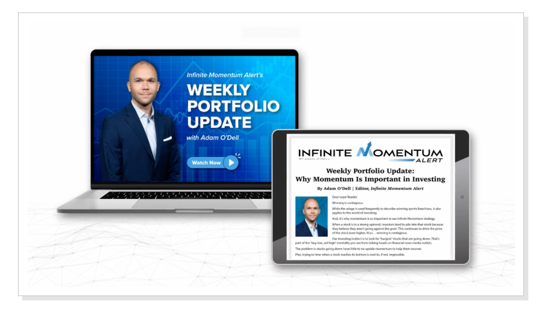 Weekly Research Updates by Adam O'Dell in his research service, infinite momentum alert