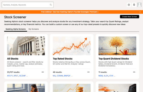 Seeking Alpha Stock Screener