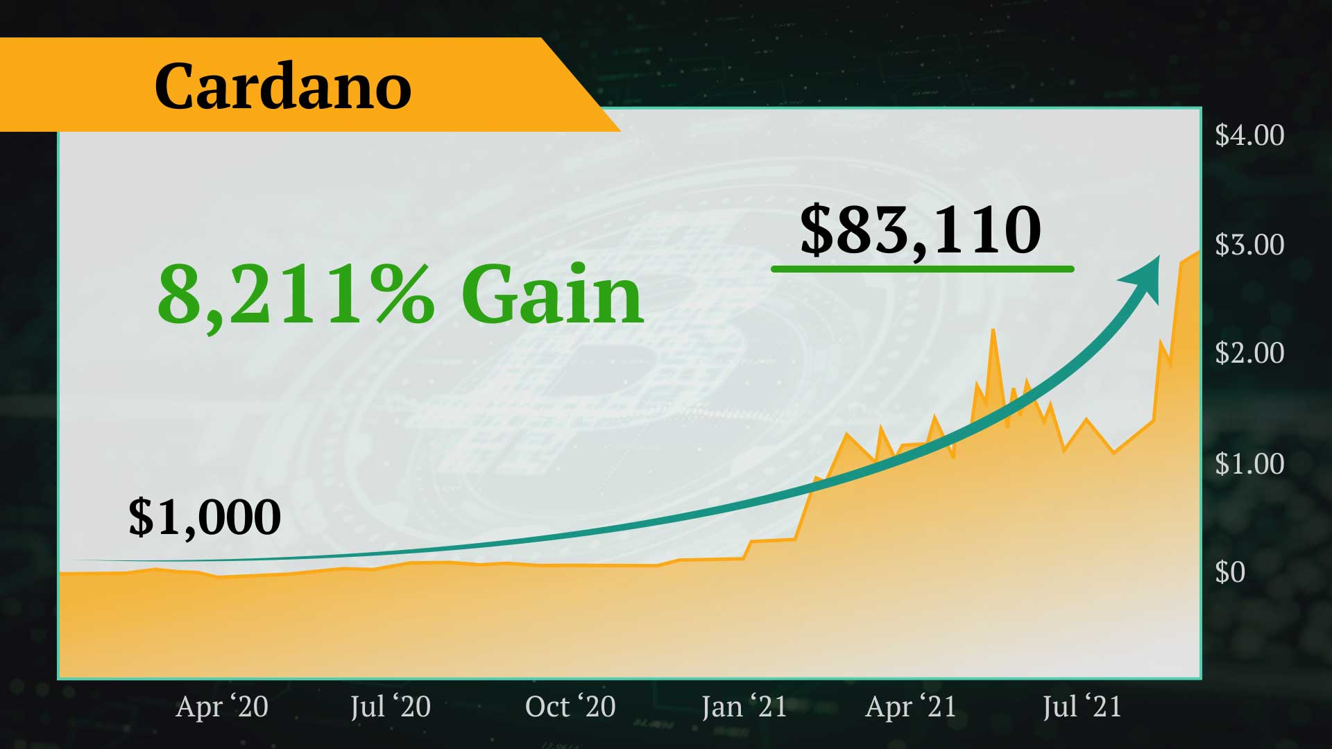 He also recommended Cardano, which went on to produce an 8,211% gain in just over a year.