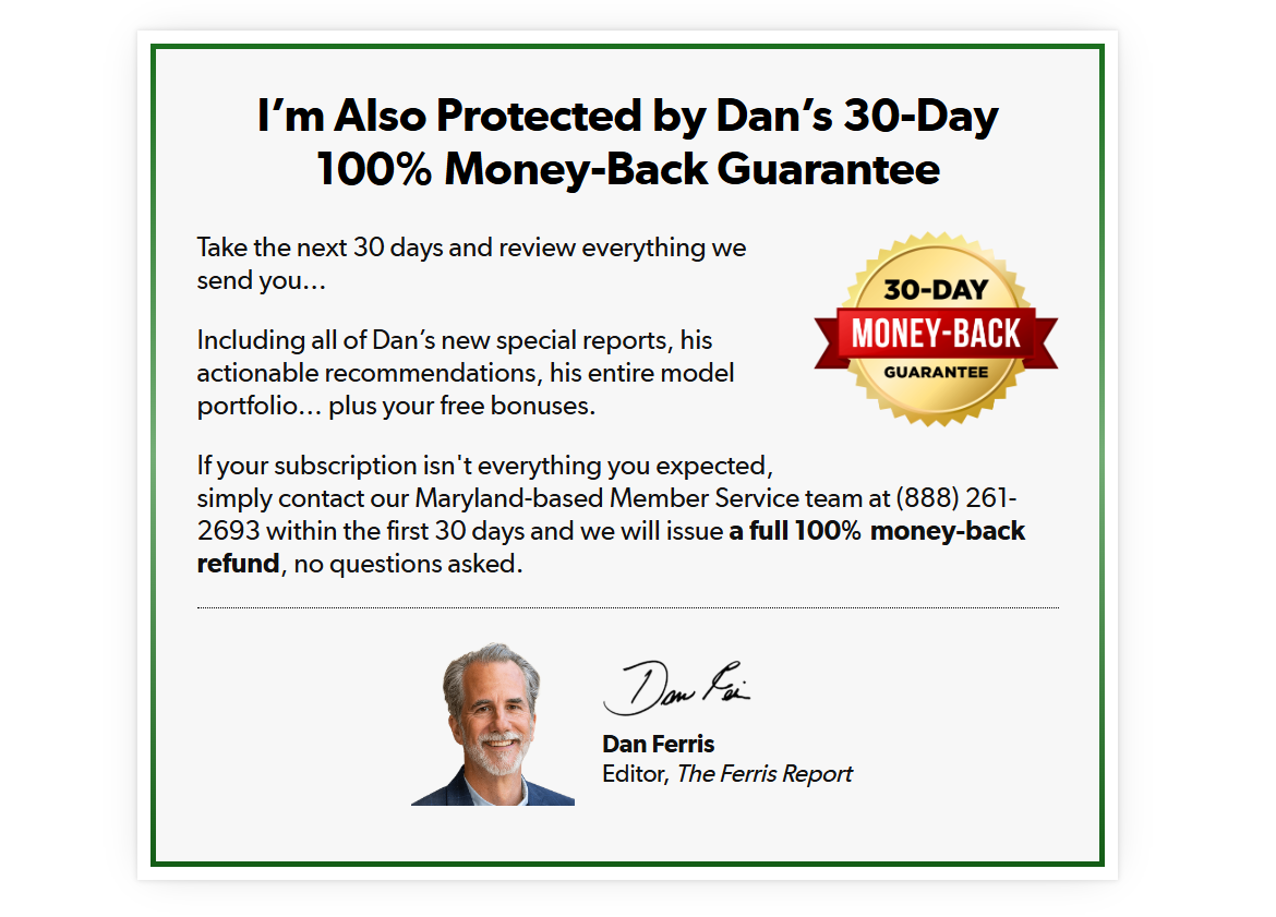 30-day moneyback guarantee on The Ferris Report