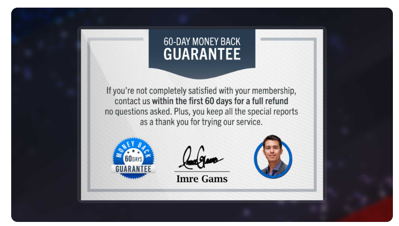 60-day moneyback guarantee on Trading Edge's Trump Shock Deal