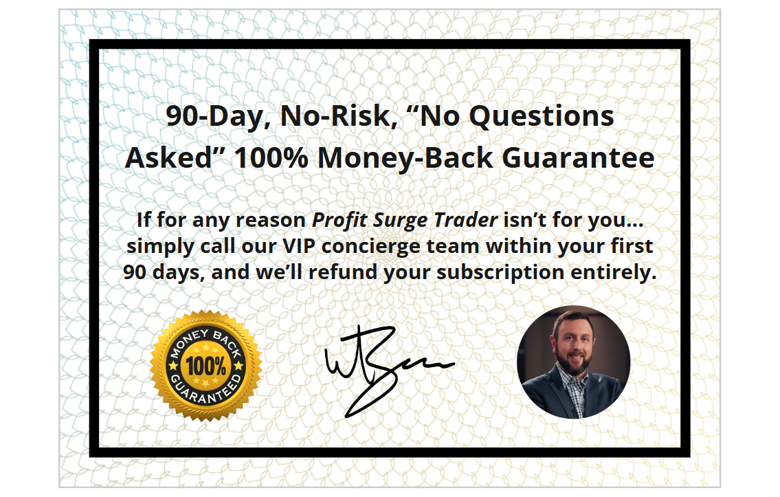 90-day moneyback guarantee on profit surge trader